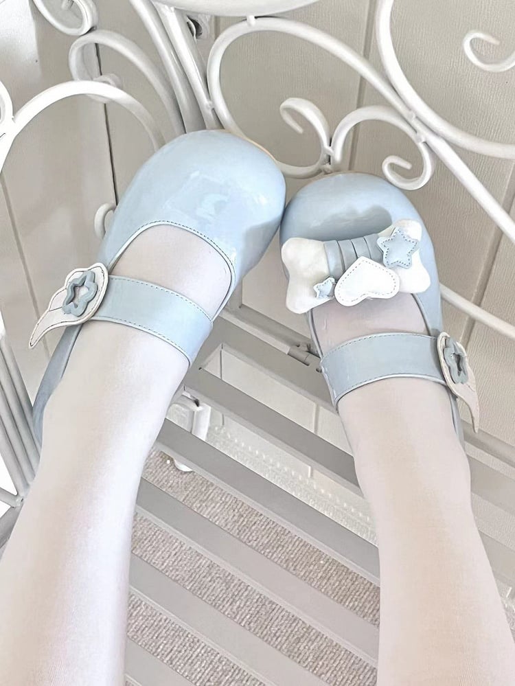 Tenshi Kaiwai Light Blue Lolita Star Wing Mary Jane Shoes