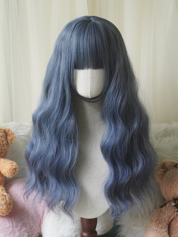 Red/Pink/Green/Purple/Dusty Blue/Orange Long Wavy Wig With Full Bangs