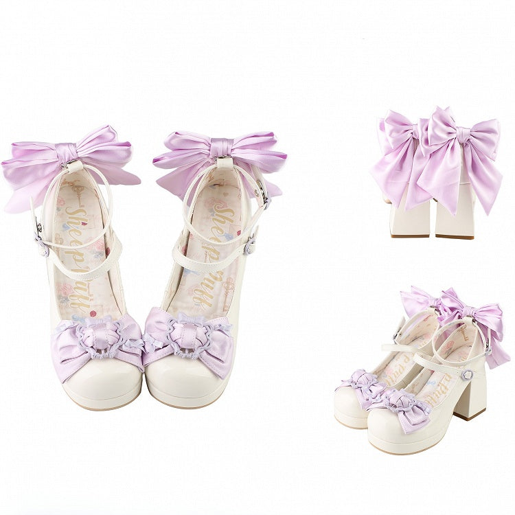 Block Polished Top Platform Heels at WhitePurple High Bow