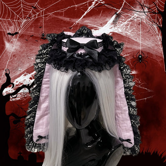 Style Pink Rabbit Headpiece Extra-Long Edgy Lolita Black Ear
