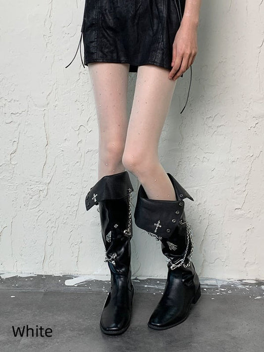 White White Y2K Rhinestone Sheer Tights