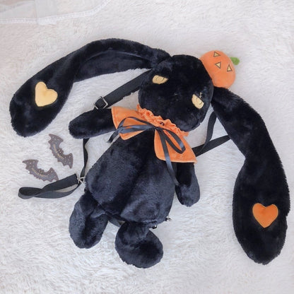 Mr Black Pumpkin Bunny Bag Plushie