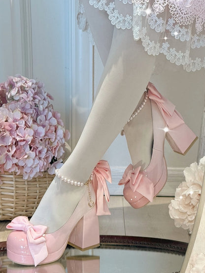 Schuhe Mary Sweet Bowknot Runde Rosa Details Toe Janes Plattform Lolita