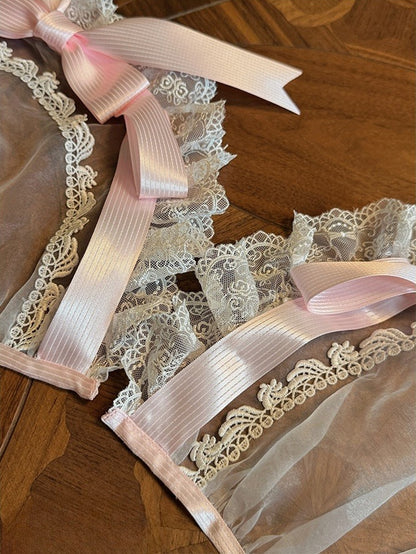 Decorated Blue Overlay / Bow Ribbon Pink