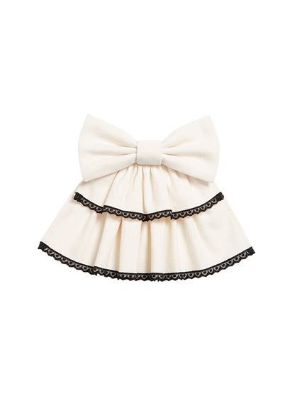 Creamy Bowknot Jabot Brooch