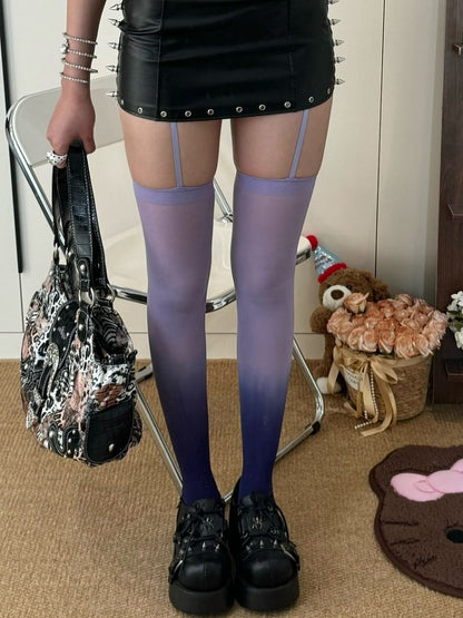 Y2K Grau Pink/Lila/Schwarz und Strapsstrümpfe in Ombre-Farben