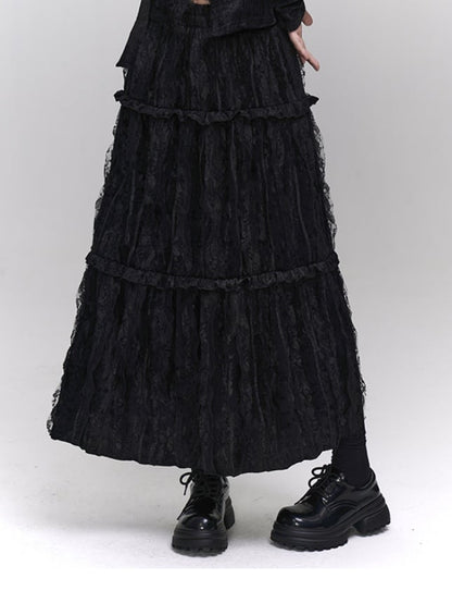 Gothic Black Ankle Length Skirt