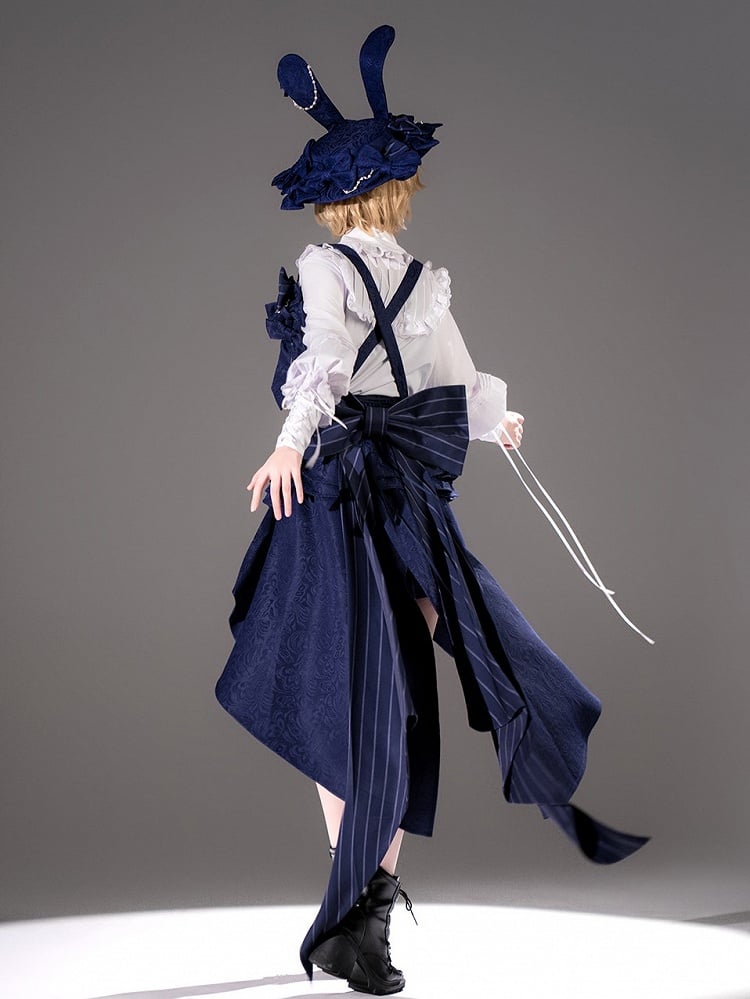 Train Bowknot Peplum Blue Tail Bunny Straps Corset with Royal Swallow Theater