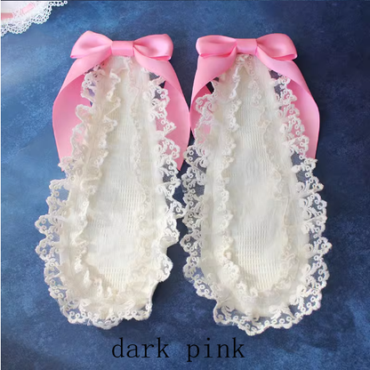 Bowknot Details Lace Trim Bunny Ears Hairclips