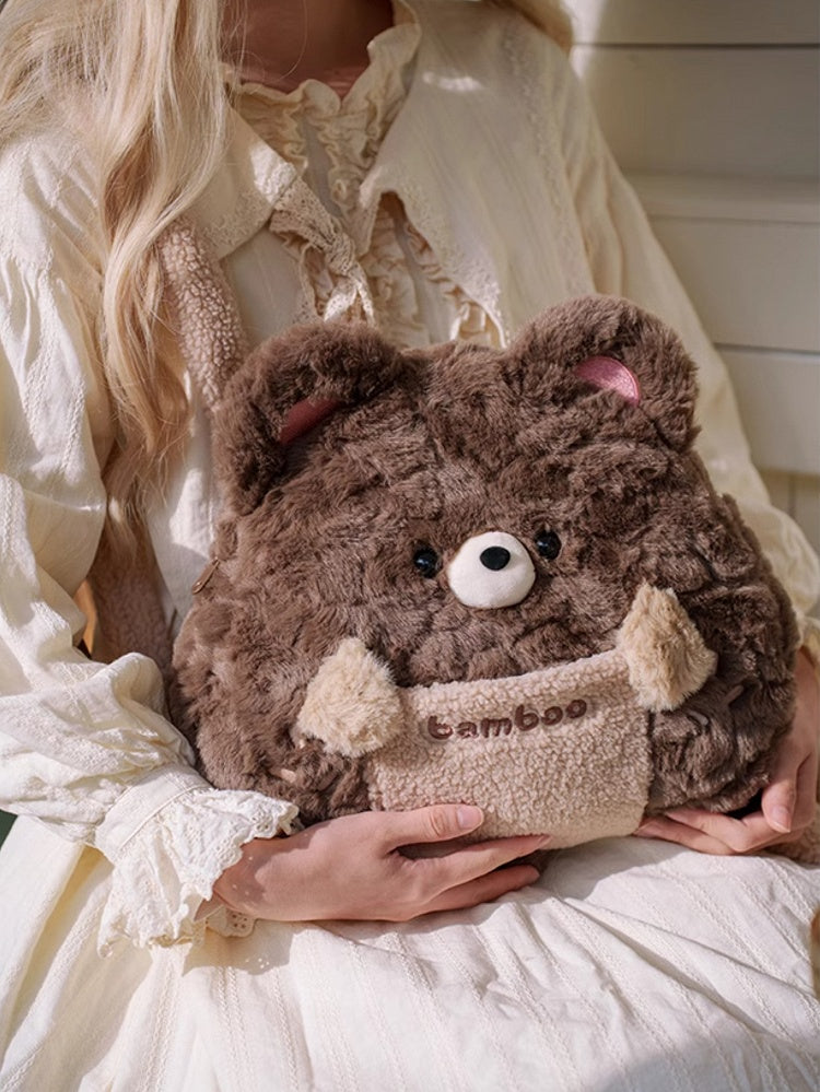 Bear Cute Plush Backpack Brown