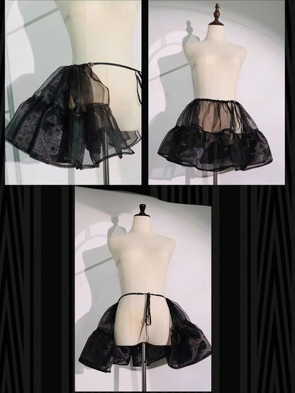 Full Lolita Circus Sleeves Black Set- Vibes Sweet and Puff White