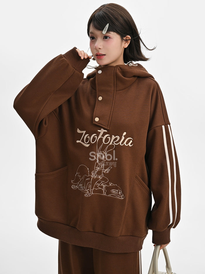 Zootopia Judy and Nick Graphic Brown Hoodie