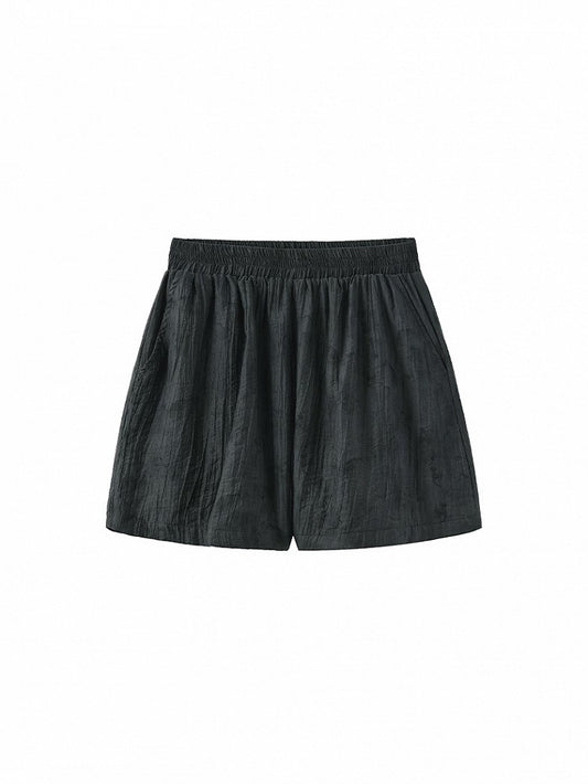 Soft Shorts Fabric Gray Casual Elastic-Waist Tencel in