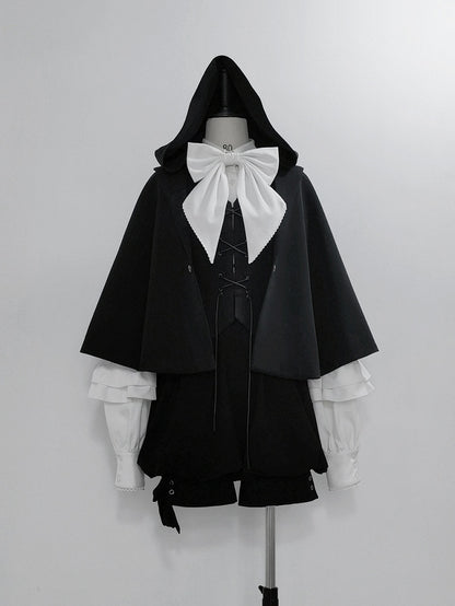 Fashion Ouji Hem Lolita Black Cape High-low