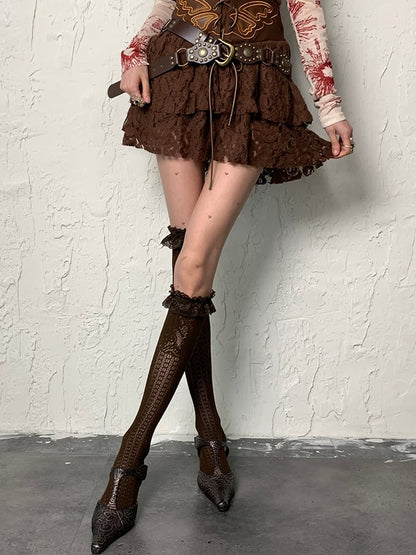 Print Wasteland Punk Strumpfhose Braunes Herz