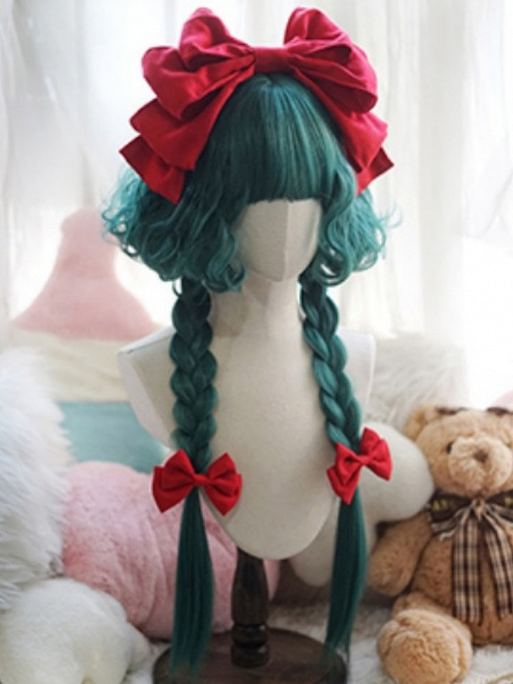 Light Blonde/Pink/Red/Green/Purple Waist Length Wig With Full Bangs