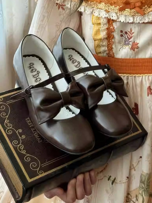 Lolita Classic - Mary PU Brown Janes Heel with Mid Shoes