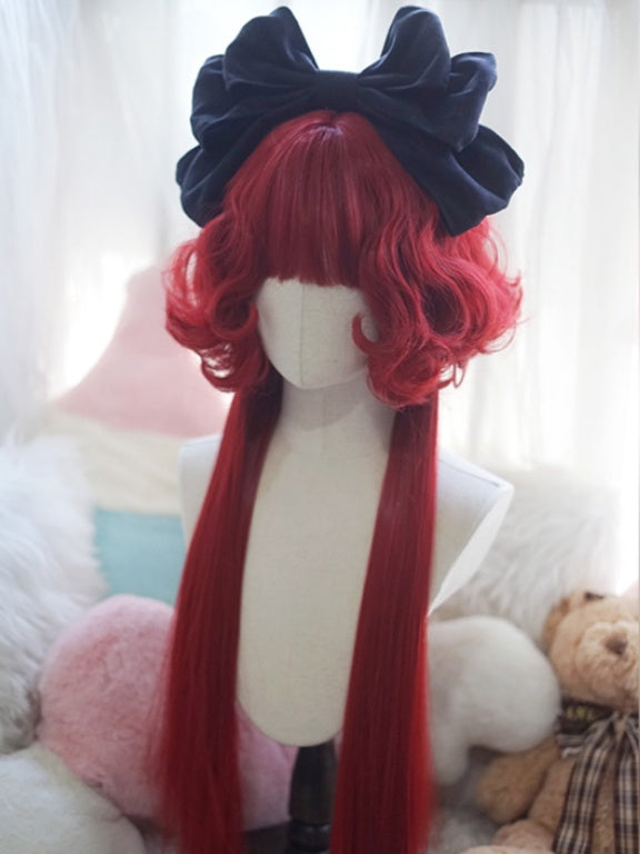 Light Blonde/Pink/Red/Green/Purple Waist Length Wig With Full Bangs