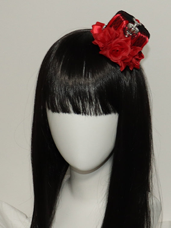 Blue/Red Hat Decorated And Rhinestone Crown Lace Mini Design Floral
