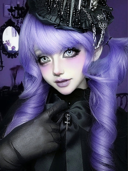 Length Wig Air Wavy With Bangs 70CM Purple