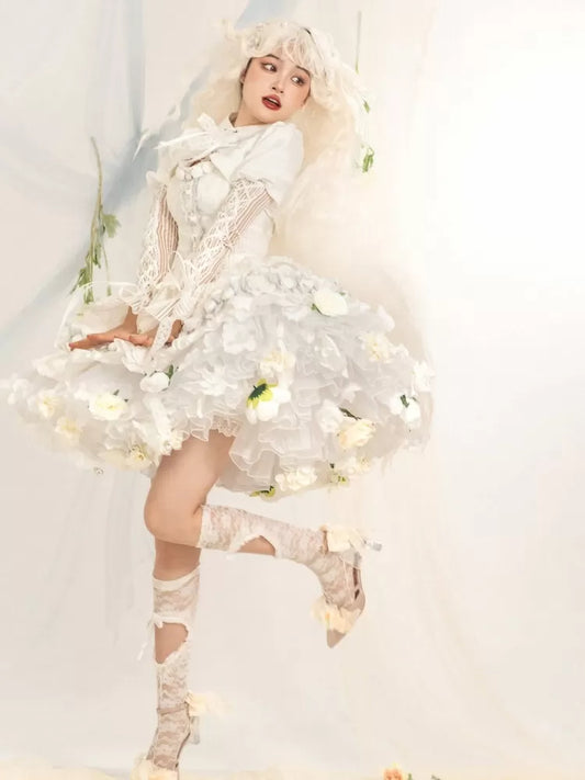 Spring Harvest Length Floral 35cm/45cm WhiteWhite- Petticoat