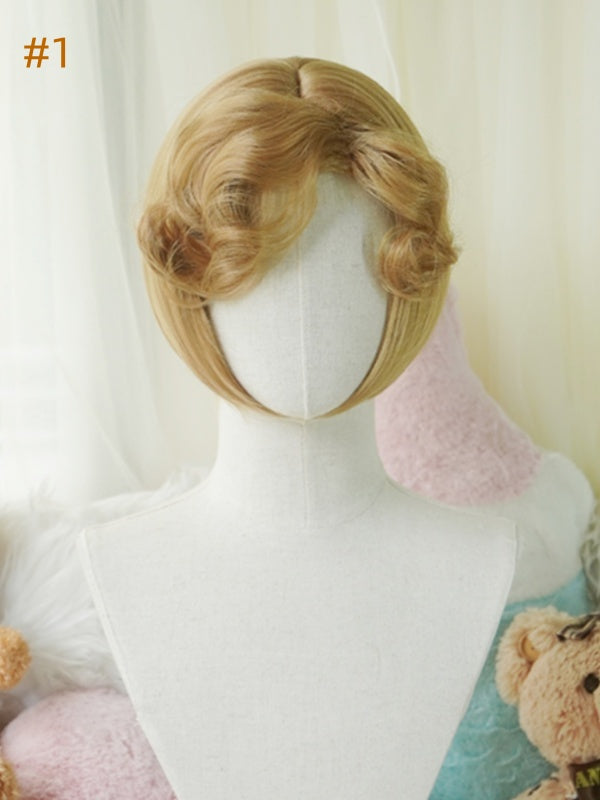 Blonde Bob Cut Short Wig With Curly/Full Bangs