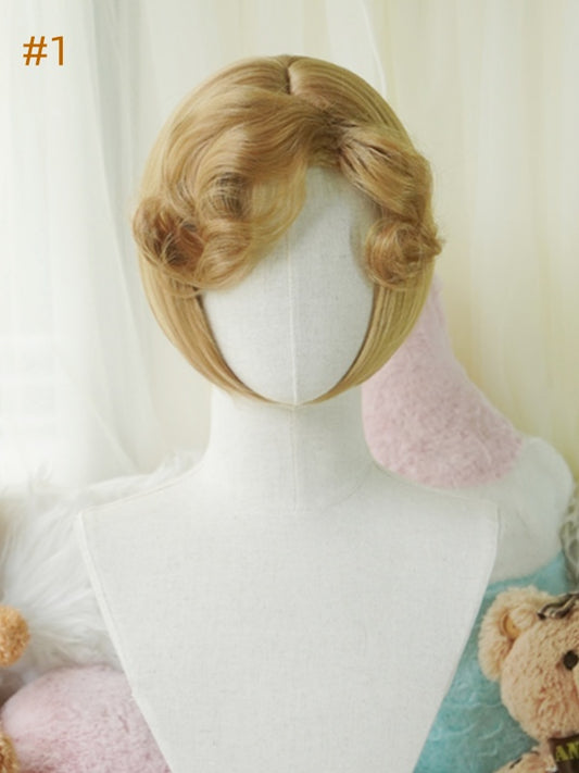 Blonde Bob Cut Short Wig With Curly/Full Bangs