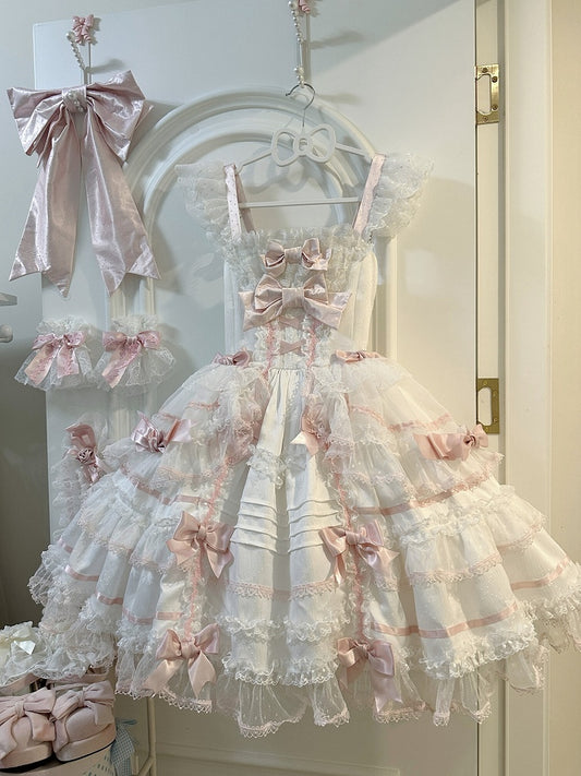 Akzente rosa Pullover Lolita Rock und Prinzessin süße weiße Schleife