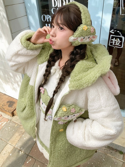 Green Cute Lamb Fleece Earmuffs