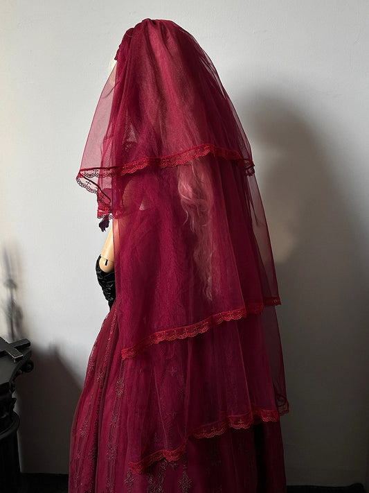 Voile Lolita gothique rouge