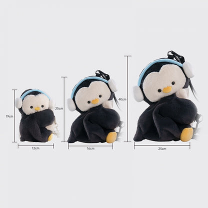Cute Penguin Black Plush Backpack/Crossbody