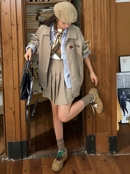 Zootopia Nick Khaki Polo Collar Plaid Jacket