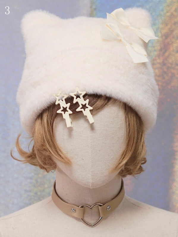 3 Hat Options Ear Decorated Cat Star/Bowknot