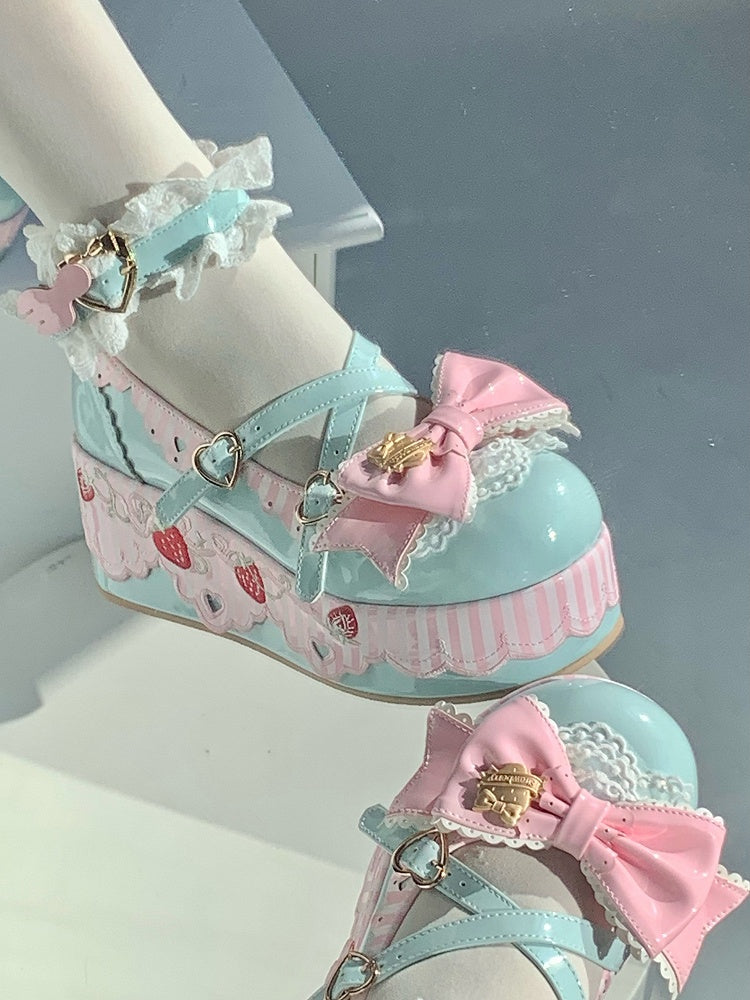 - Platforms Strawberry Lolita Leather Green Sweet Elements with PU