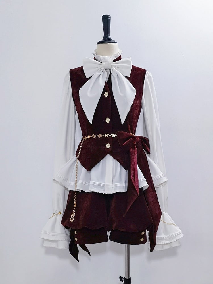 Wine Knickerbockers Ouji Velvet Fashion Shorts Red