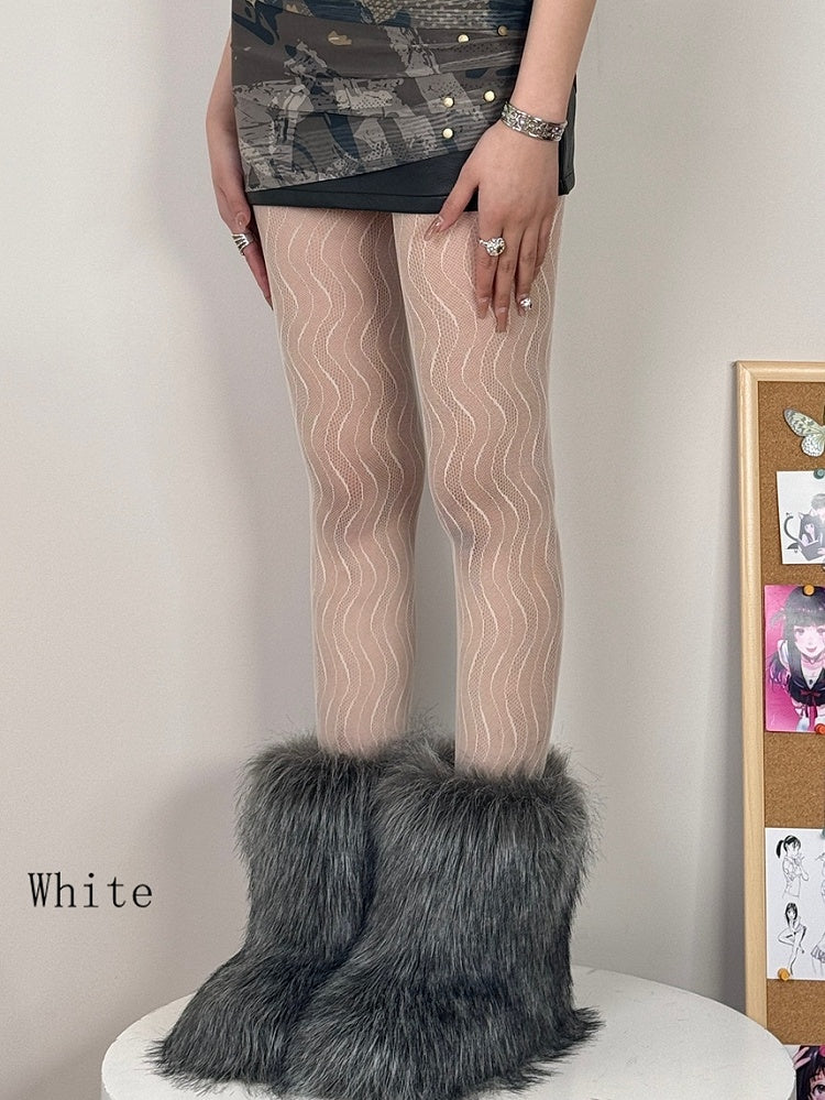Water Ripple Black/Gray/Brown/White/Pink Tights