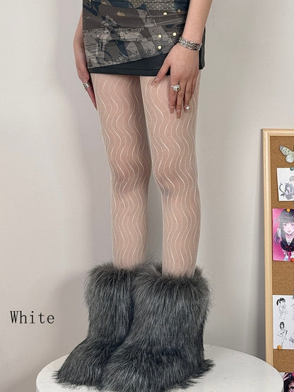 Water Ripple Black/Gray/Brown/White/Pink Tights