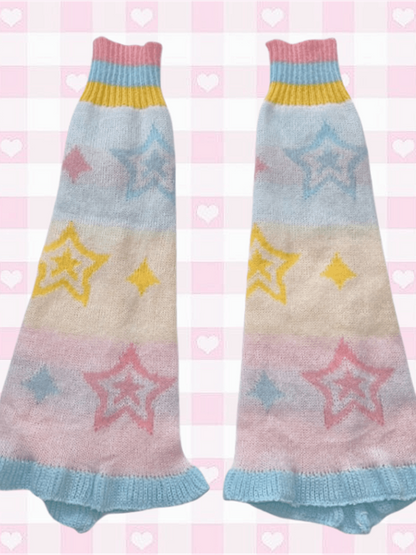 Dreamy Star Pattern Yume Kawaii Knitted  Leg Warmers