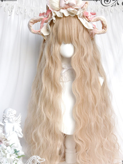 Wavy Full 80cm Bangs Long Wigs Blonde With