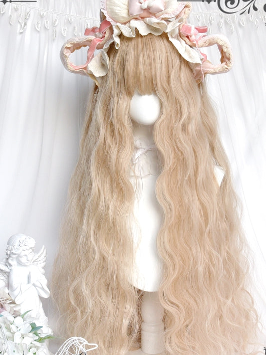 Wavy Full 80cm Bangs Long Wigs Blonde With