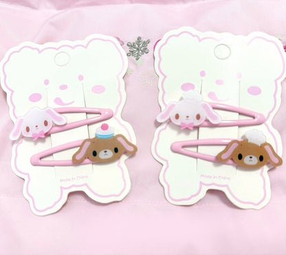 Barrettes Kawaii en forme de lapin aux oreilles tombantes