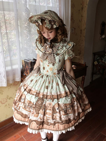 Puppy and Biscuit Green Sweet Lolita Short Sleeves Dress