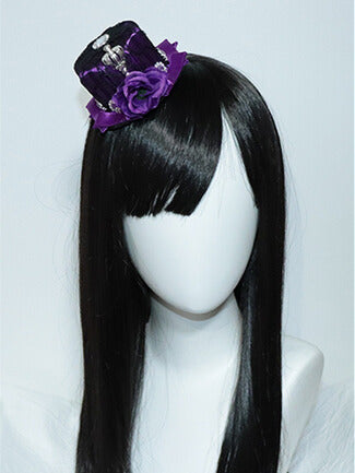 Lace Floral Mini Design Hat Crown Purple Trim Decorated
