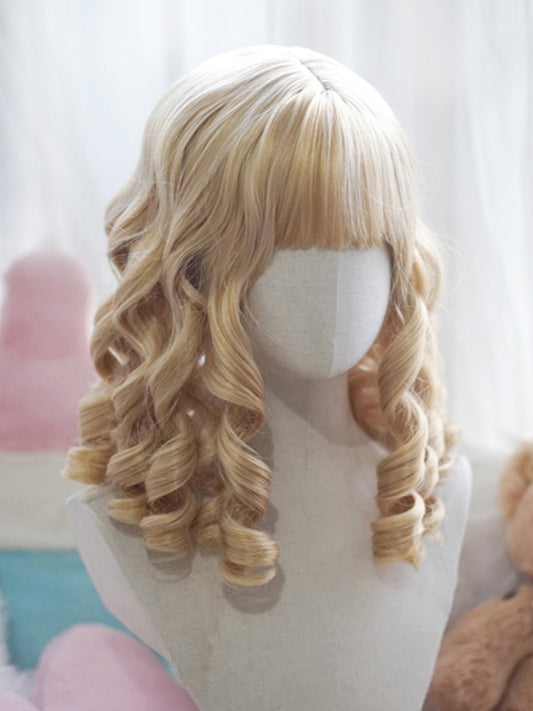 Blonde/Brown/Black/White/Red Above Bust Length Roman Curly Wig With Full Bangs