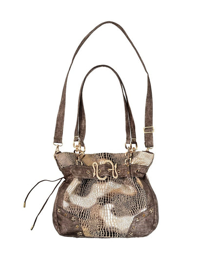 Wasteland Punk Pattern Shoulder Bag Snakeskin Brown