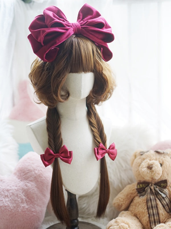 Black/Caramel/Khaki/Milk White Waist Length Curly Wig With Full Bangs