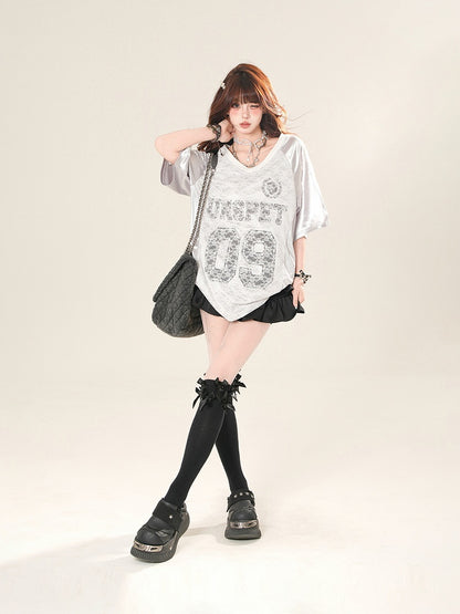 Mini Tiered Skirt High Waist Black/White