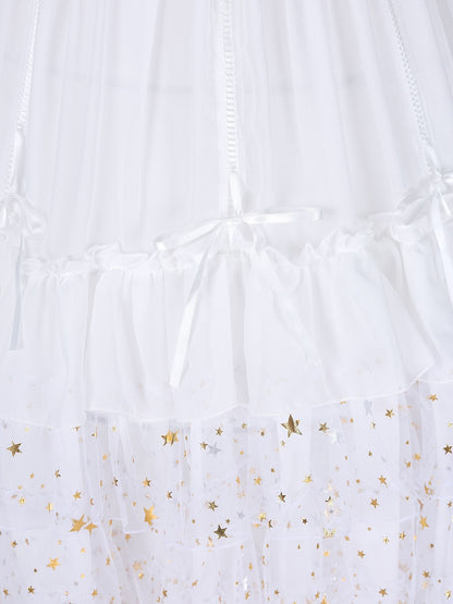 Length Fish-bone Glittering Stars Gorgeous White/Beige/Black Adjustable Petticoat