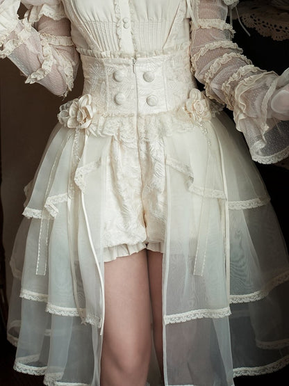 パープルブラックベージュブローチ/レッドフラワー