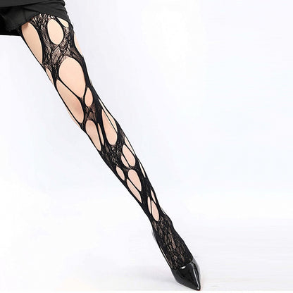 Black / White / Gray / Brown Cutout Fishnet Tights